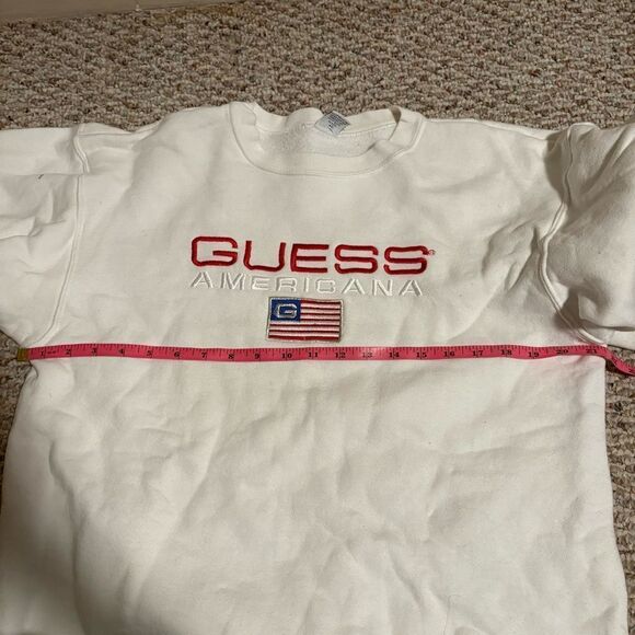 GUESS Americana Vintage White Embroidered Pullover Sweater- One Size Fits Most - Picture 6 of 6